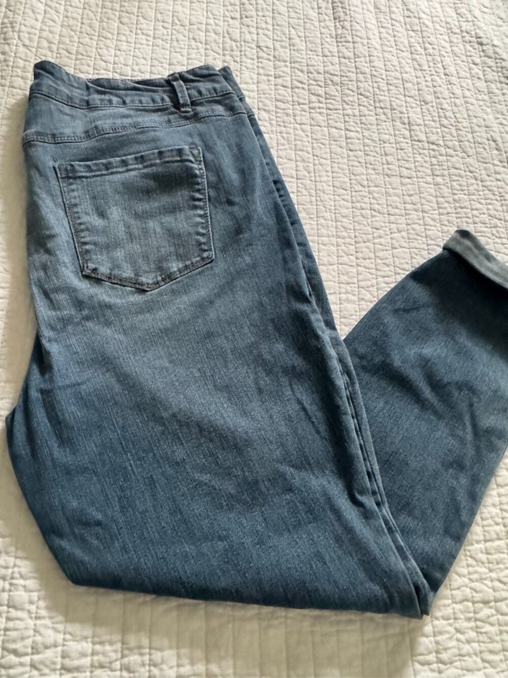 d.jeans Women’s 20W Medium Wash Stretch Denim Jeans Cuffed Straight Leg